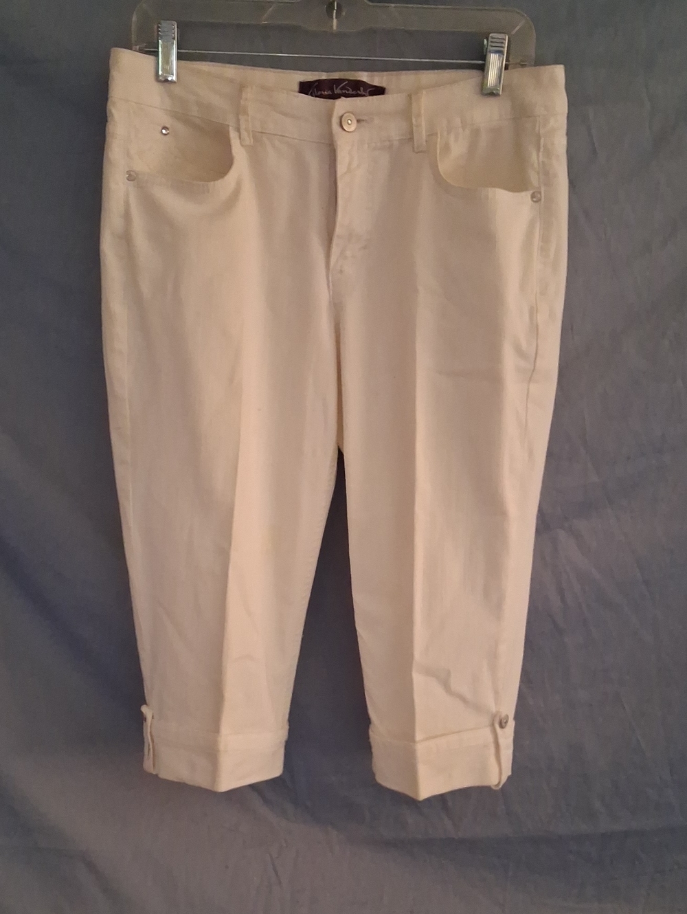 Vintage Gloria Vanderbilt Aiden Skimmer White Capri Pants Size 6